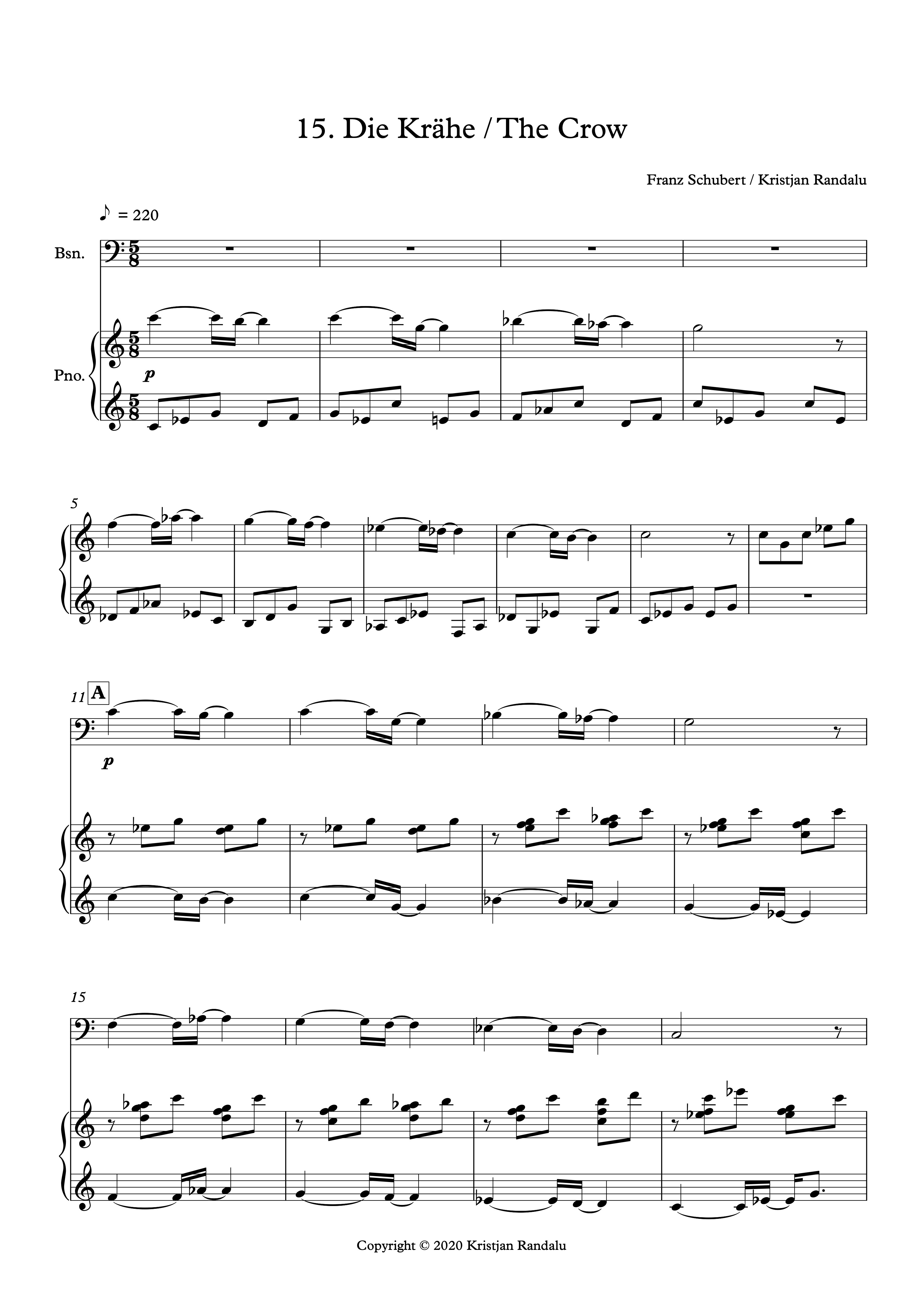 "Die Krähe" Piano Score